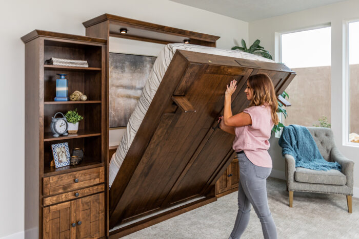 murphy bed being pulled down